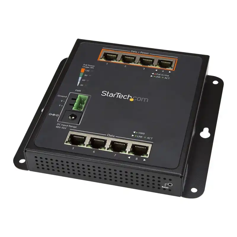 StarTech.com Switch Gigabit Ethernet géré à 8 ports (4 PoE+) - Fixation murale et accès en façade () - C... (IES81GPOEW)_1